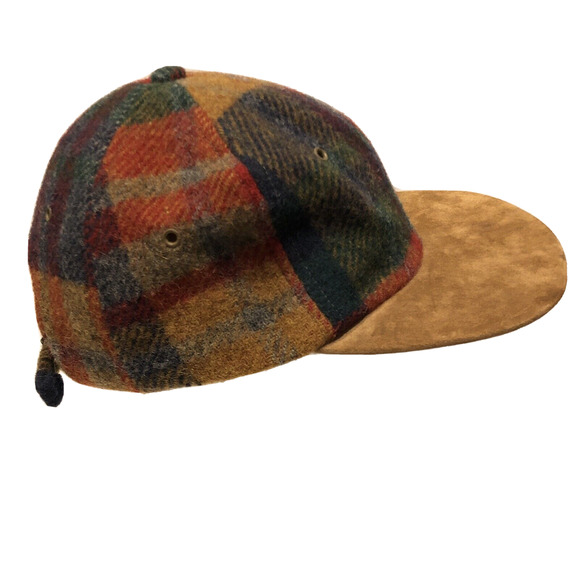 VINTAGE American Eagle Hat Cap Red Brown Leather Mens 90s - Picture 2 of 7